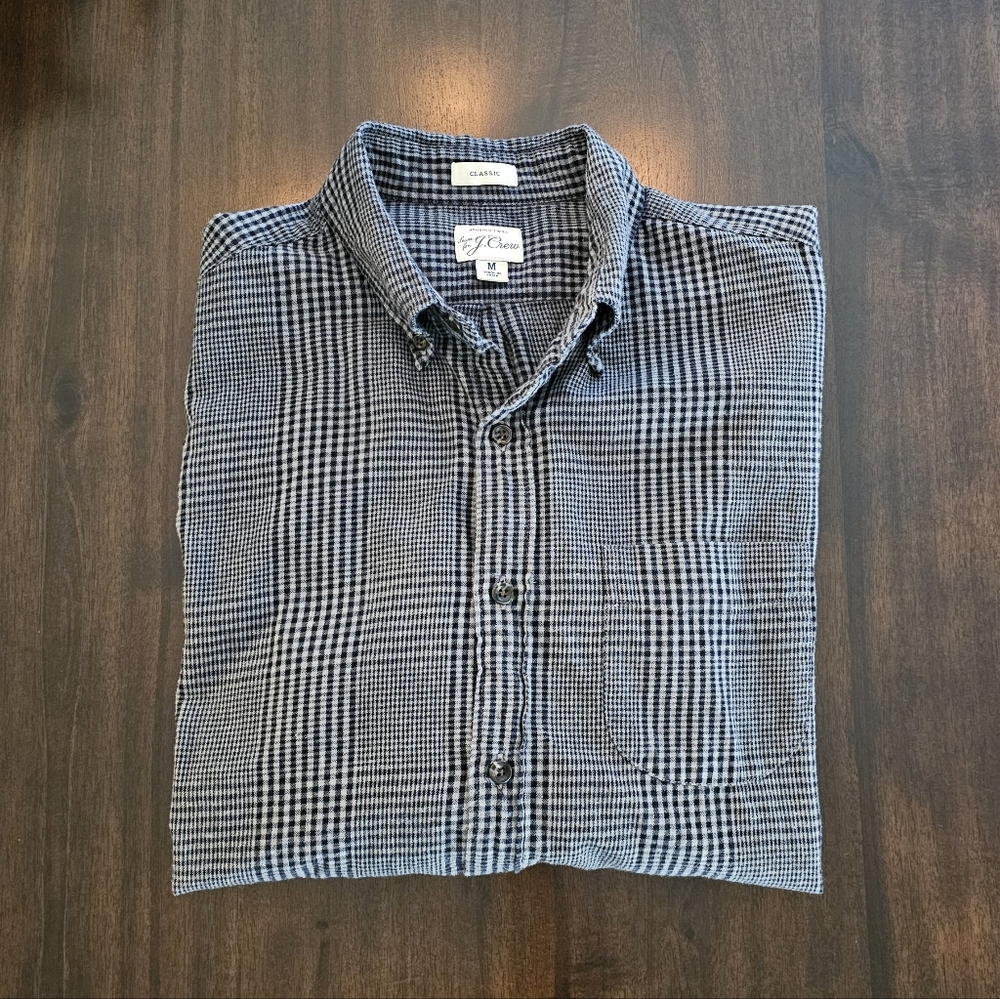 J. Crew Brushed Cotton Glen Plaid Shirt  Size Medium